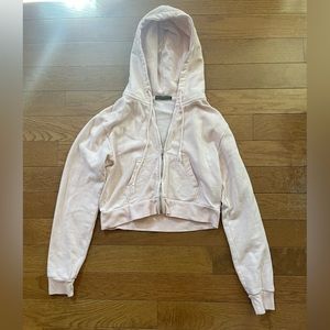 Brandy Melville baby pink cropped zip up